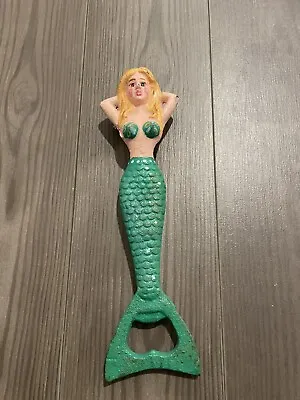 Mermaid Bottle Opener Cast Iron Colorful Finish Man Cave Nautical • $18