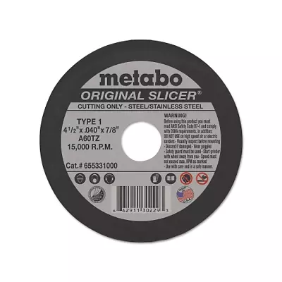 Metabo Original Slicer Cutting Wheel Type 1 4-1/2 Inches Dia • $7.99