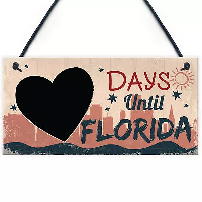 Chalkboard Holiday Countdown To FLORIDA America USA Hanging Sign Gift For Friend • £3.99