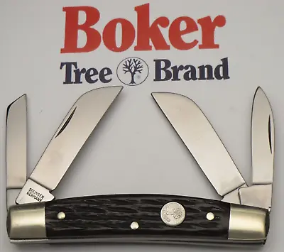 H. BOKER & CO Solingen 5464 Medium Four Blade Congress Knife Jigged Bone Handles • $120