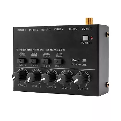 Mini Line Stereo Mixer Audio Mixer For Sub-Mixing Ultra Low-Noise 4-Channel J1V6 • $17.66