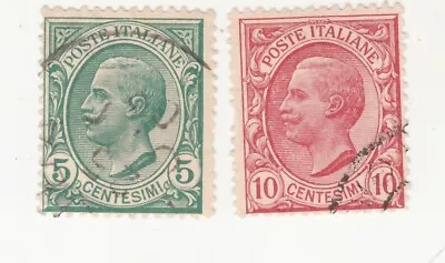 Italy 1906.  King Victor Emmanuel III. 5c And 10c. Sc# 94-95. Used • $1.49