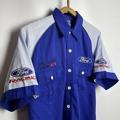 🏎️ Ford Racing Falcon Rx 8 Shirt Mens Large Button Up Shirt Mechanic Nascar • $50