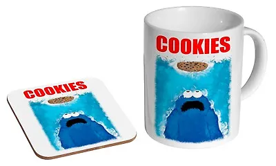 £8.99 • Buy Cookie Monster Jaws Funny - Coffee / Tea Mug And Coaster Gift Set