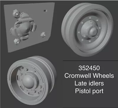 1/35 Cromwell Tank Wheels Late Idler & Pistol Port (pressed Idler Wheel) • $24.72