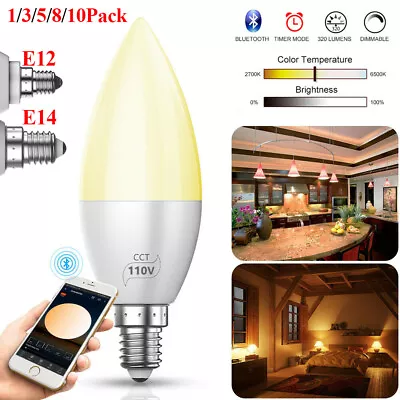 E12 E14 Bluetooth Smart LED Chandelier Candle Light Bulb 3W 110V Energy Bulbs US • $12.59