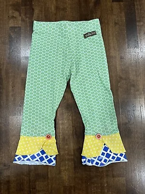 Matilda Jane Garden Path Scrappies Girls Size 4 Capri Ruffle Button Green Pants • $13.99