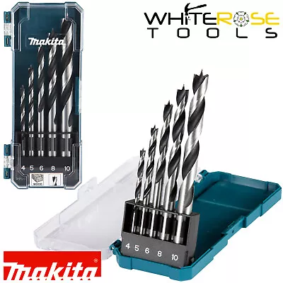 Makita Wood Drill Bit Set Straight Shank Brad Point 4-10mm Timber 5pc Woodwork • £6.65