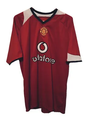 Manchester United Vodafone Jersey Mens Large Red Embroidered Soccer England • $29.99