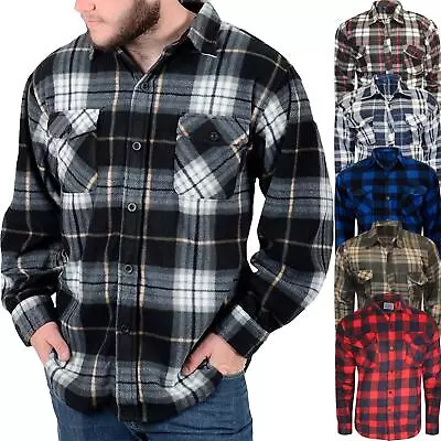 Men Thermal Insulated Brushed Fleece Lumberjack Shirt Check Winter Warm Work • £8.99