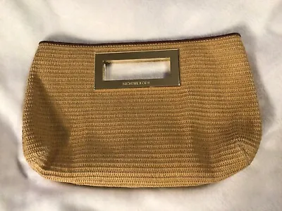 Michael Kors  Raffia/Straw Natural Color/Goldtone Hardware Clutch Purse 👜 • $40