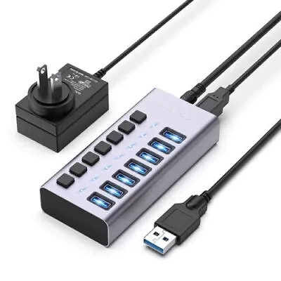 ACASIS Powered USB Hub Multi Ports USB 3.0 Data/Charge Hub 12V Individual Switch • $35.16