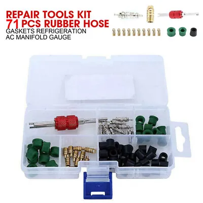 $10.58 • Buy Repair Tools Kit 71 Pcs Rubber Hose Gaskets Refrigeration AC Manifold Gauge USAA