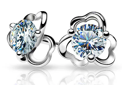 2.12 Ct Vvs / Whte Ice Blue Real Moissanite Diamond Flower 925 Silver Earrings • $0.99