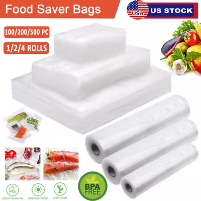 Roll & Quart Vacuum Sealer Bags 8x12 6x10 Embossed Food Saver Storage Package US • $15.79