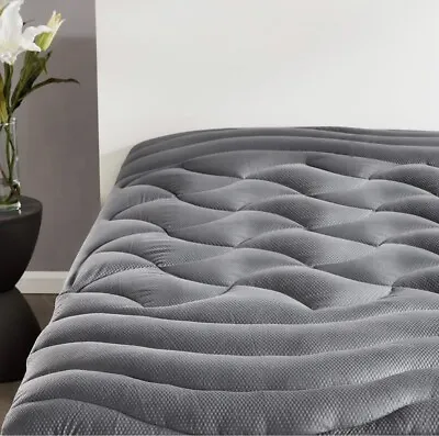 SLEEP ZONE Full Size Cooling Mattress Pad For Double Bed Deep Pocket Grey Full • $33.99