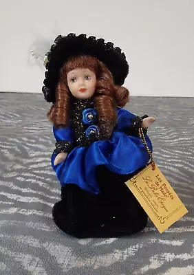 Porcelain Girl Doll Les Mini Poupees De Mado 5  Tall LA BELLE  EPOQUE Blue Dress • $11.65