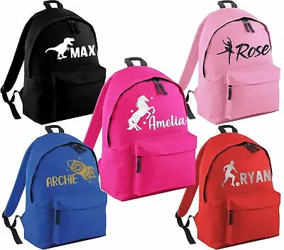 Personalised School Backpack Bag Rucksack Any Name Girls Boys Football Horse • £14.75