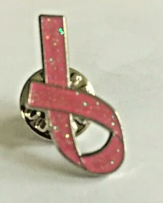 Breast Cancer Care Charity Pin Badge Pink Glittered Ribbon • £2.20