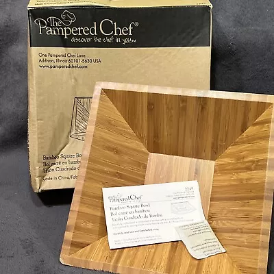 Pampered Chef #2249 Bamboo Square Bowl Fruit/Serving 9 1/4  Diameter • $17.95