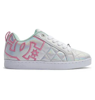 Dc Shoes Women's Court Graffik Se White/metallic Silver/pink (wmp) Us Size • $85