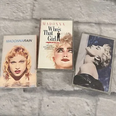 VTG Lot Of 3 Madonna Cassette's True Blue Who's That Girl Rain Single • $11.95