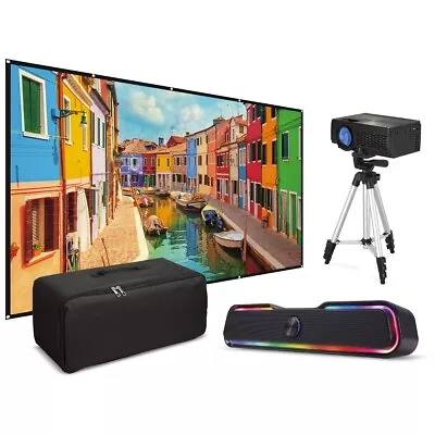 ILive Pop-Up Movie Theater Kit 120  Screen HDMI Projector & Speaker (THE2223BDL) • $94.44