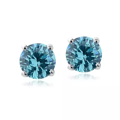 European Crystals Aqua  March Birthstone Stud Earrings • $10.13