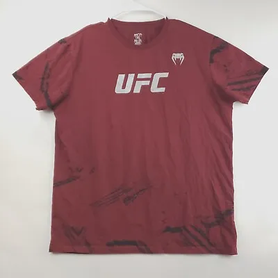 Venum UFC Shirt Mens XL Burgundy Short Sleeve MMA Fighting Cotton Crewneck *hole • $21.43