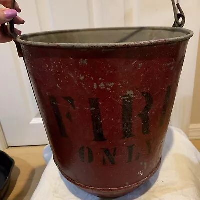 Vintage Fire Bucket Round Bottom Red Pail Firefighting FIRE ONLY • $59