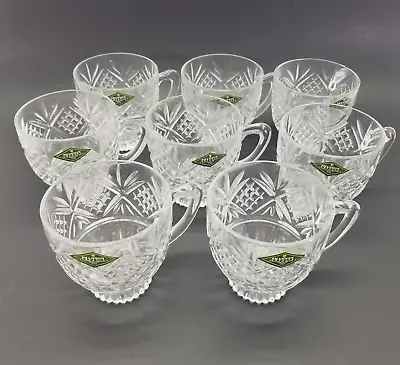 8 Crystal Godinger Shannon 24% Lead Crystal Punch Bowl CUPS - GORGEOUS! • $34.88