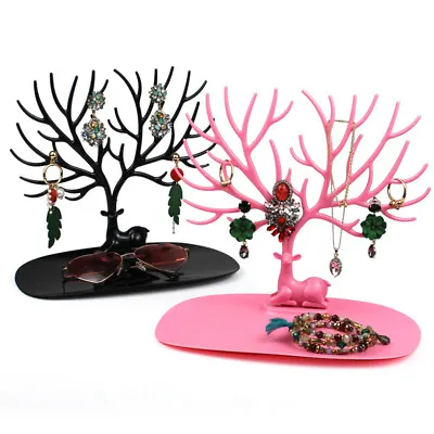 Jewelry Display Deer Tree Stand Rack Earring Necklace Ring Holder Tray Decor NEW • £3.76