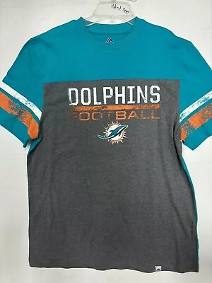 NEW Majestic Vintage Large Men’s Miami Dolphins Aqua Team NFL Jersey Shirt • $12.99