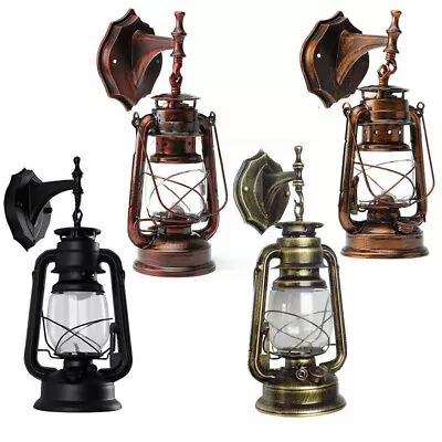 Outdoor Vintage Antique Rustic Lantern Lamp Retro Wall Sconce Light Fixture E27 • $19