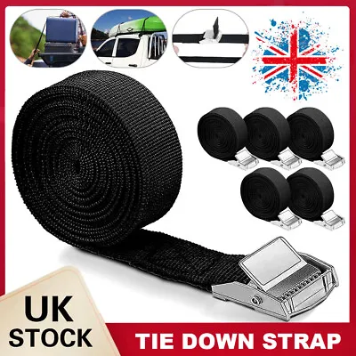 2-6PCS Heavy Duty Ratchet Tie Down Straps Car Roof Rack Belts Quick Release 2.5M • £5.99