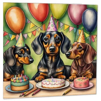 Sausage Dog Dachshund Birthday Card Bday 145mm X 145mm • £2.99