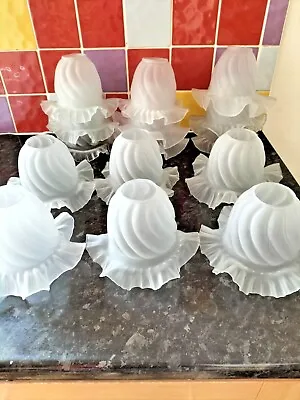 £9.99 • Buy White Glass Lamp Shade Vintage Replacement Fluted Bell Lamp Light Shades 