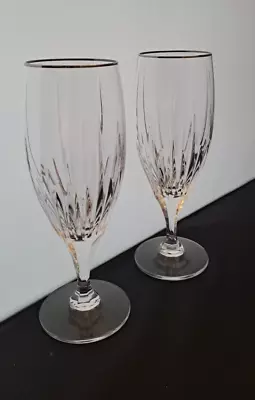 2 MIKASA ARCTIC LIGHTS PLATINUM ICED TEA Crystal Glasses Goblets • $45.99