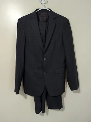 Versace Collection Wool Polyester Black Checkered Suit Size 46IT Men 36 US • $110.49