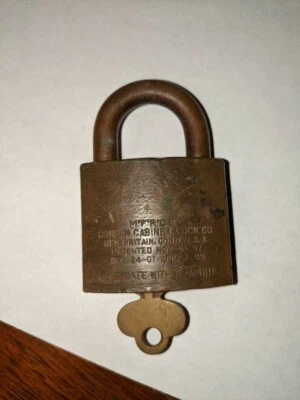$26.99 • Buy Vintage Brass Padlock With Key Corbin Cabinet Lock