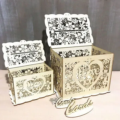 Rustic Wishing Well Card Box Decorative Wood Carved Wedding Engagements Party • $18.49