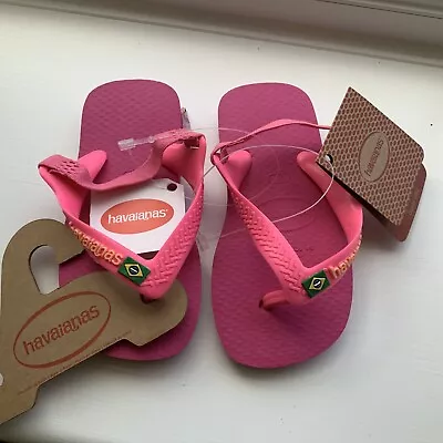 NEW In Box Baby Havaianas Brasil Pink Flux Flip Flops UK 6 EU24 Havaianas 22 • £7.99