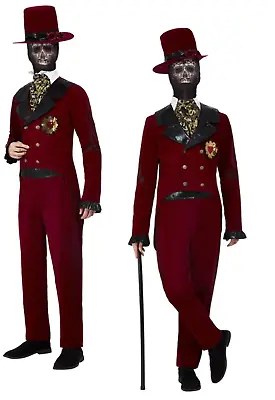 Deluxe Day Of The Dead Groom Costume Mens Halloween Fancy Dress Mexican • £23.99