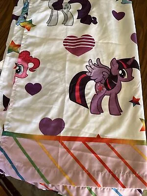 My Little Pony 2014Twin Flat Sheet Pink Rainbows Hearts Stars Ponies Girl Hasbro • $15