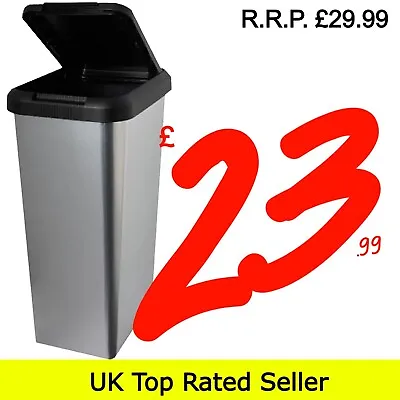 £23.99 • Buy 45L SILVER IML TOUCH & LIFT RECTANGLE SWING KITCHEN BIN For WASTE RUBBISH