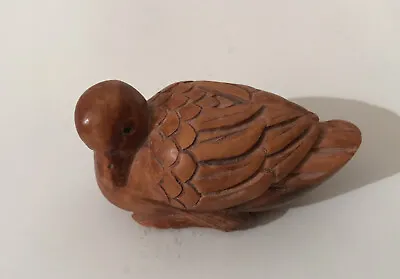 Very Old Netsuke Antique Mandarin Duck Signed Japanese Boxwood Carved Very Nice! • £173.71