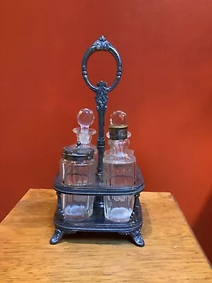 Antique Crystal Cruet Set • $30