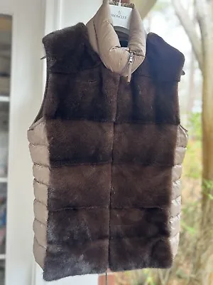 Tahari Real Mink Fur Puffer Down Vest M Used MSRP 1K+ • $375