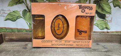 Faberge Tigress 3PC Set 1 Oz Cologne + Soap + Bath Powder Shaker Vintage - NEW • $30