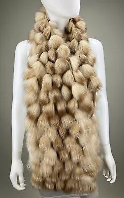 $125 • Buy Crystal Golden Fox Real Fur And Silk Scarf Coat Collar Wrap Stole 